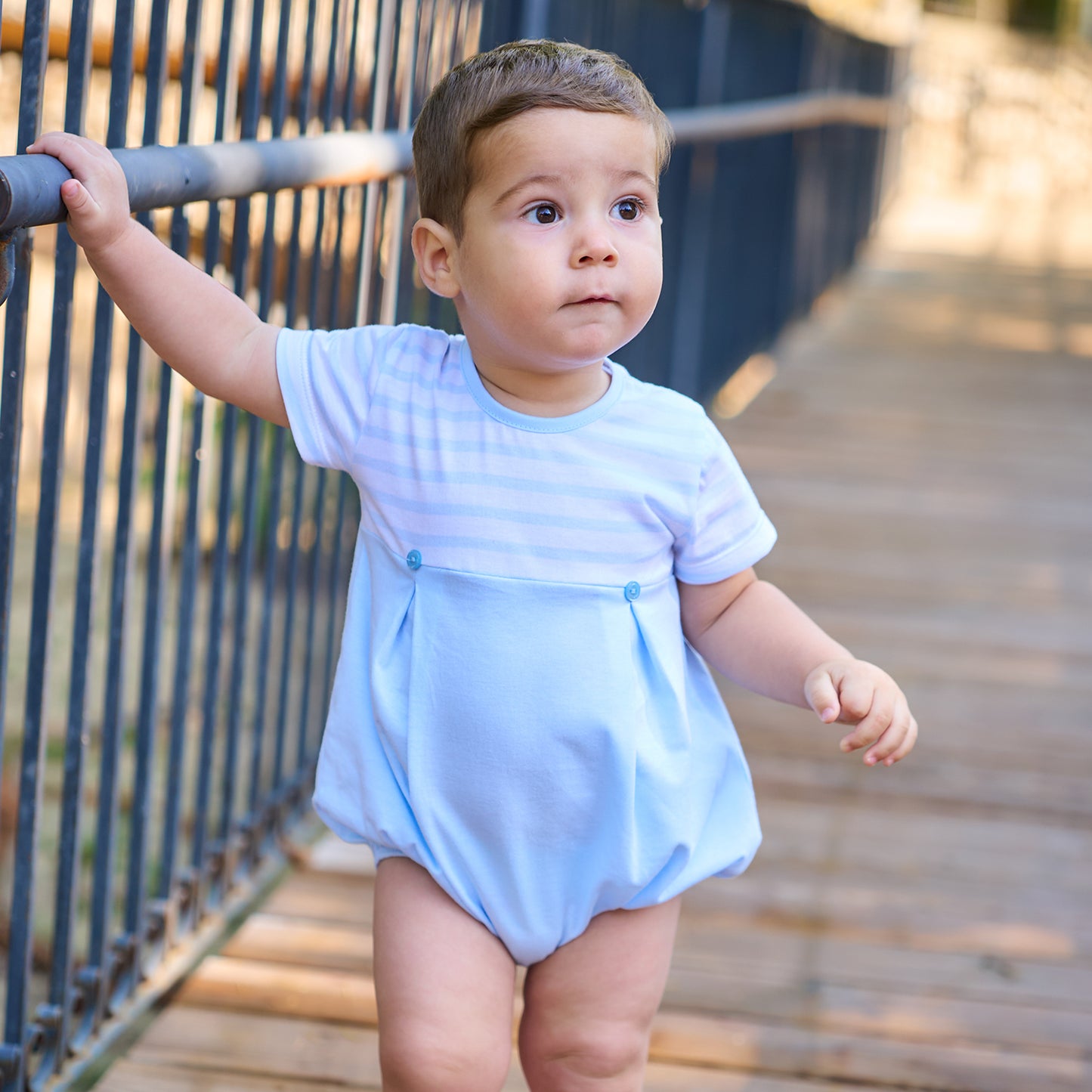 Rapife Boys Blue Stripe Detail Romper