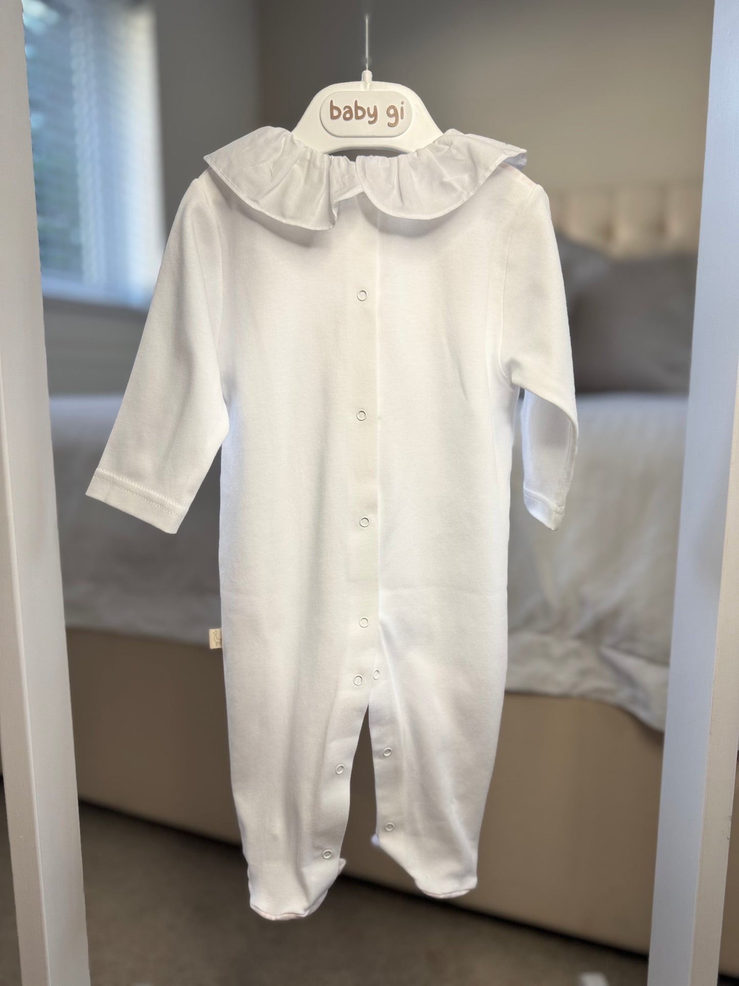 Baby Gi Pink & White Stripe Polo Baby Grow