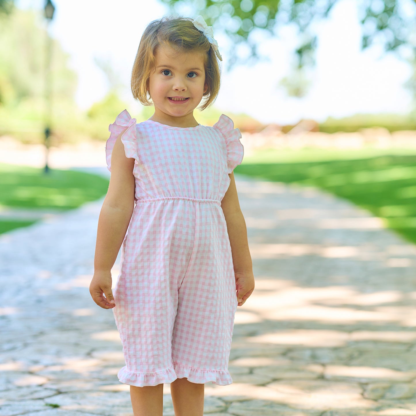 Rapife Girls Pink Check Jumpsuit