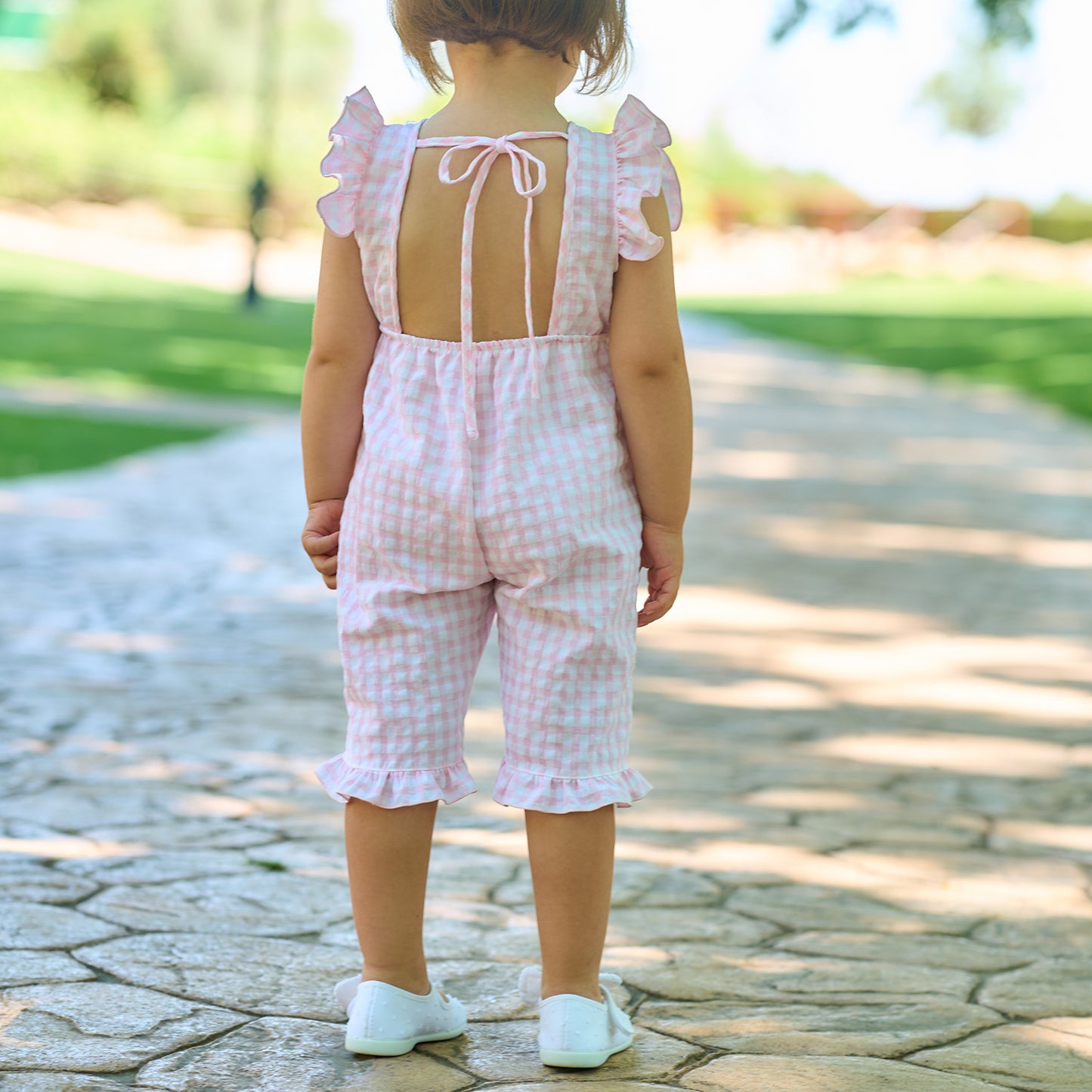 Rapife Girls Pink Check Jumpsuit