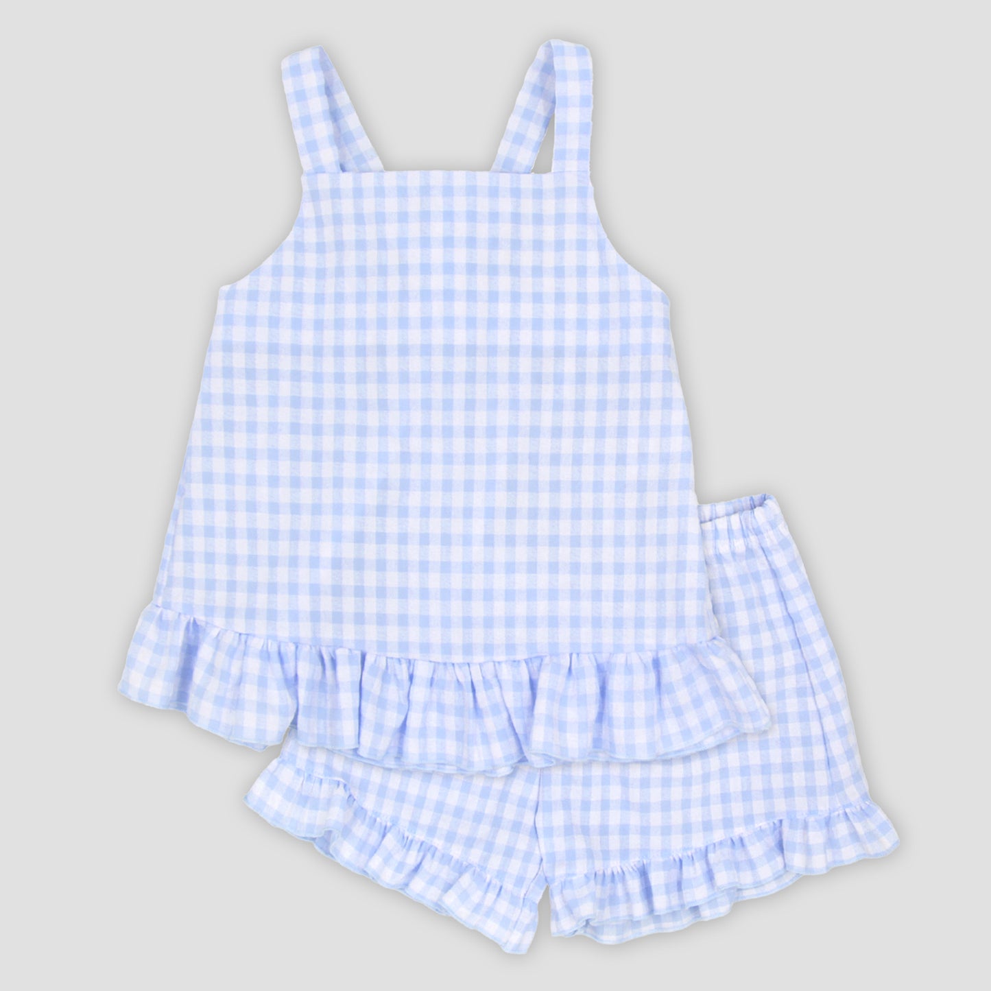 Rapife Girls Blue Check Top & Shorts Set