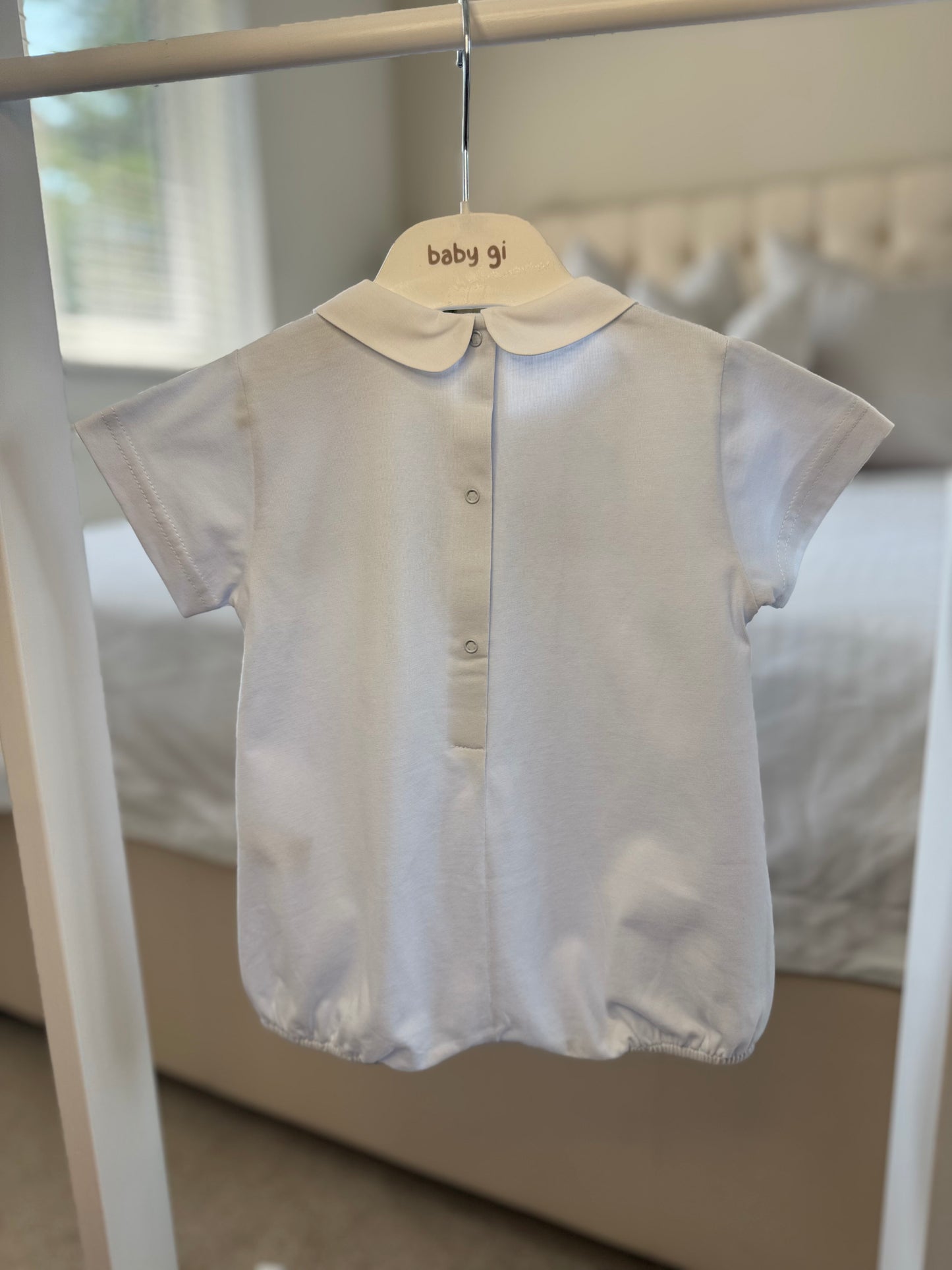 Baby Gi Boys Powder Blue Peter Pan Collar Romper
