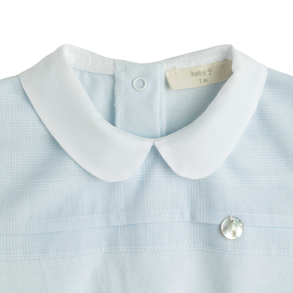 Baby Gi Boys Powder Blue Peter Pan Collar Romper