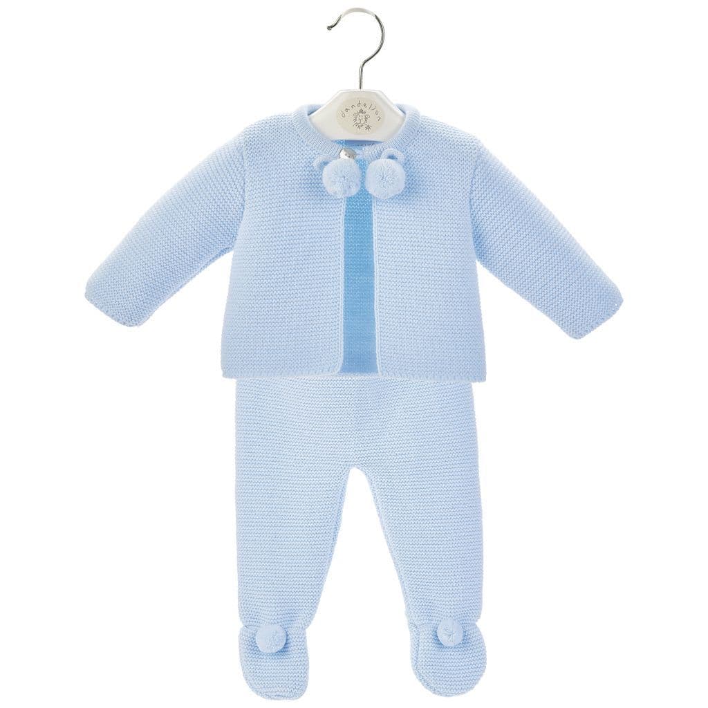 Blue Pom Pom Knitted Set