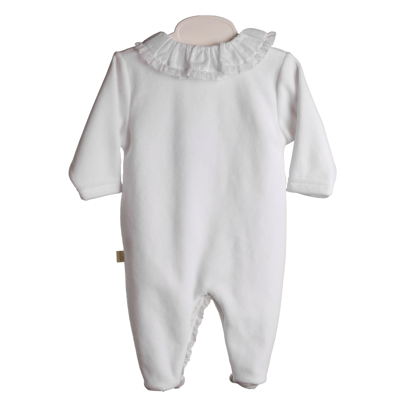 Baby Gi - White Cotton Lace Frilly Collar Babygrow