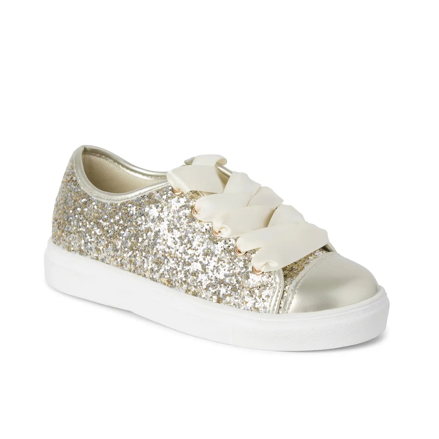 Gold Glitter Trainers with Satin laces