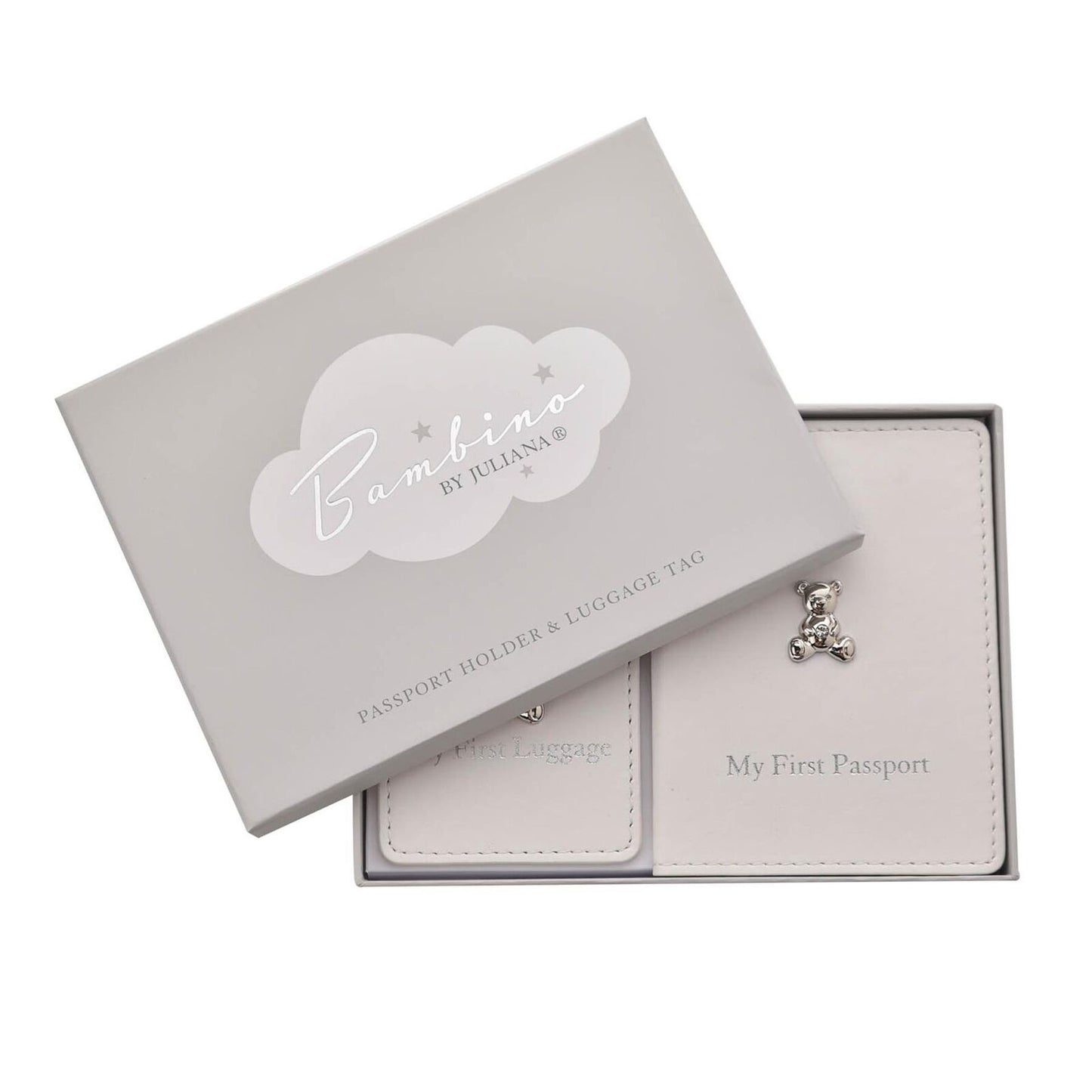 Button Corner My First Passport & Luggage Tag - White