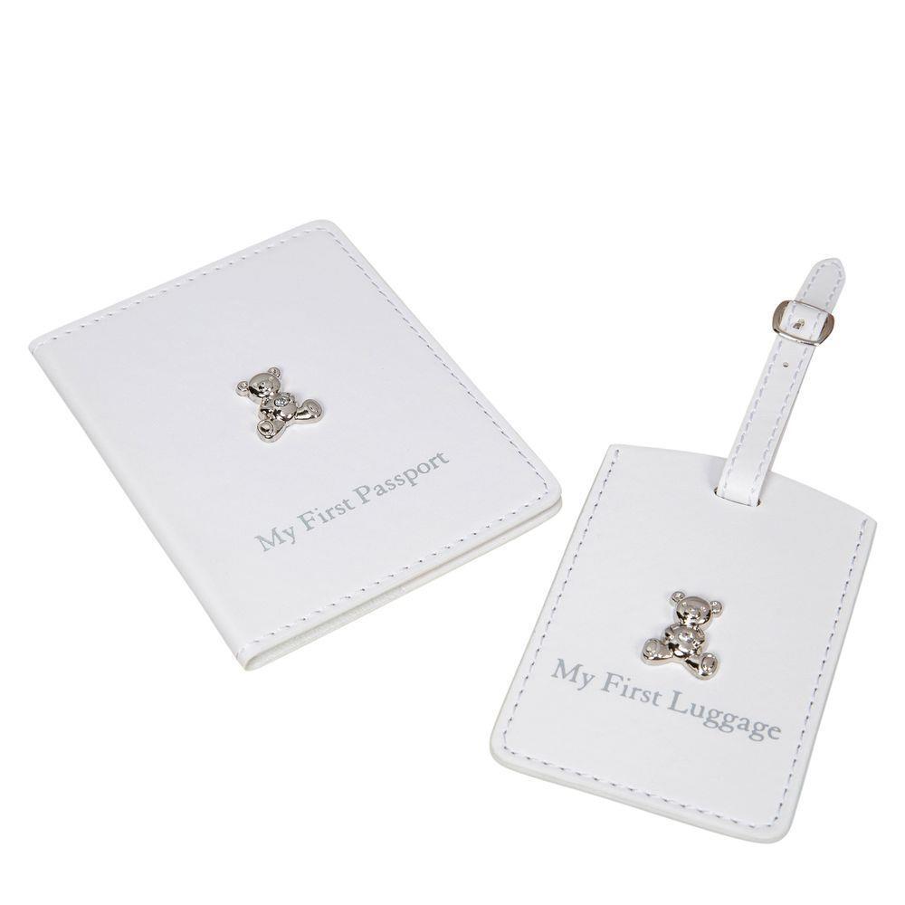 Button Corner My First Passport & Luggage Tag - White