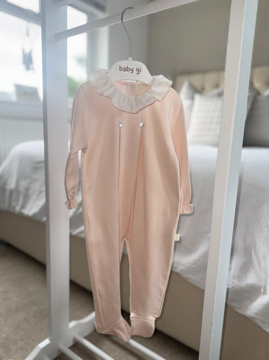 Baby Gi Peach Frill Ruffle Collar Baby Grow