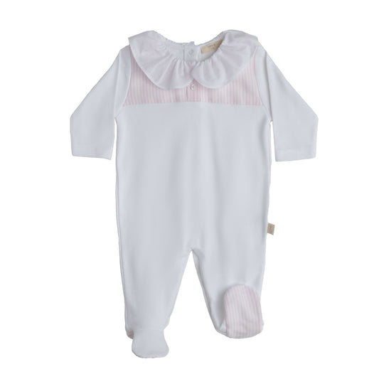 Baby Gi Pink & White Stripe Polo Baby Grow