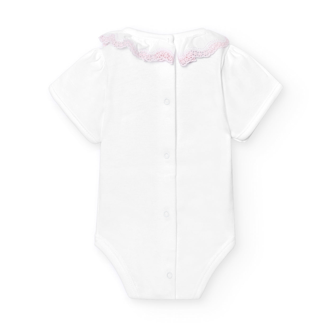 Babidu - Bodysuit with Pink Trim Frill Collar