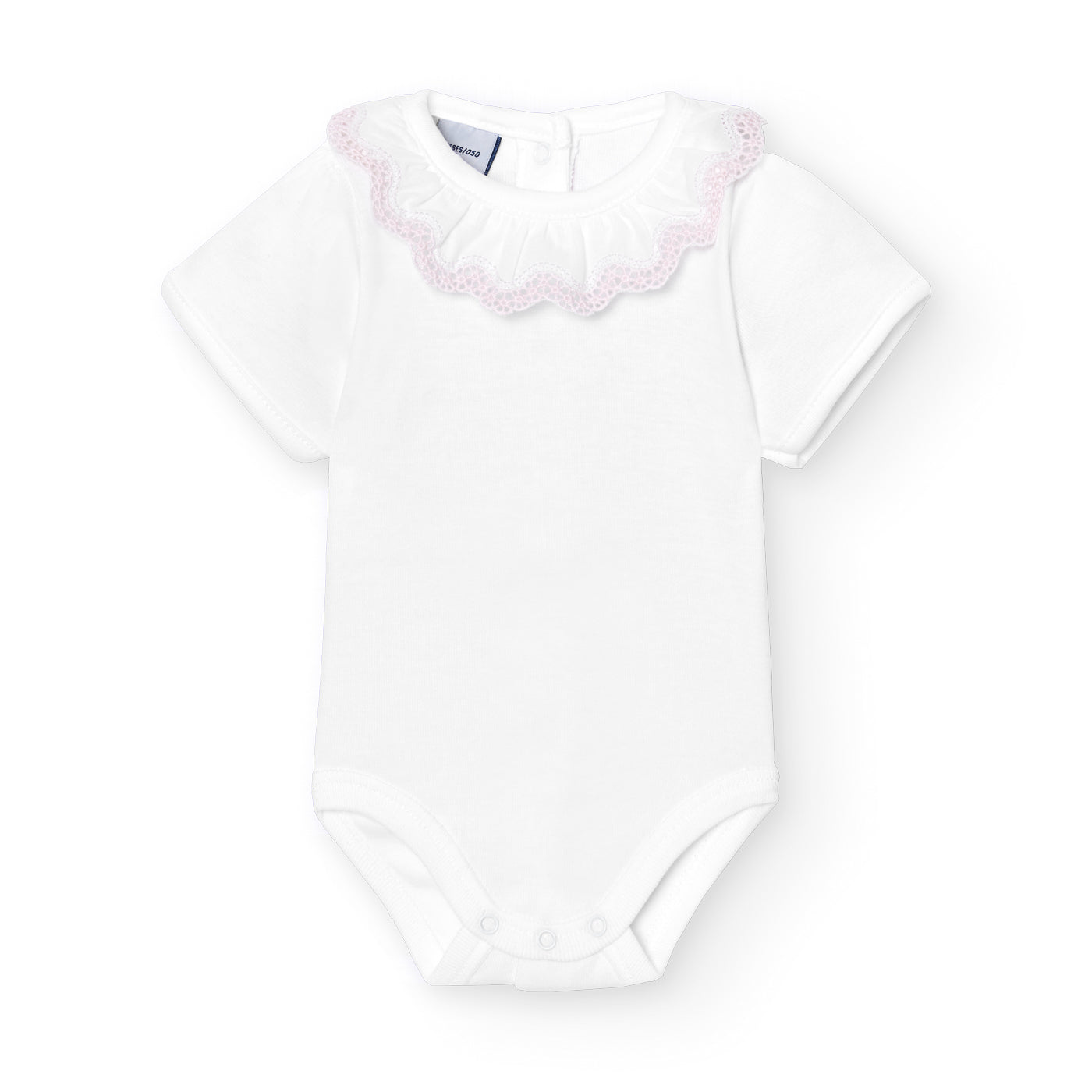 Babidu - Bodysuit with Pink Trim Frill Collar