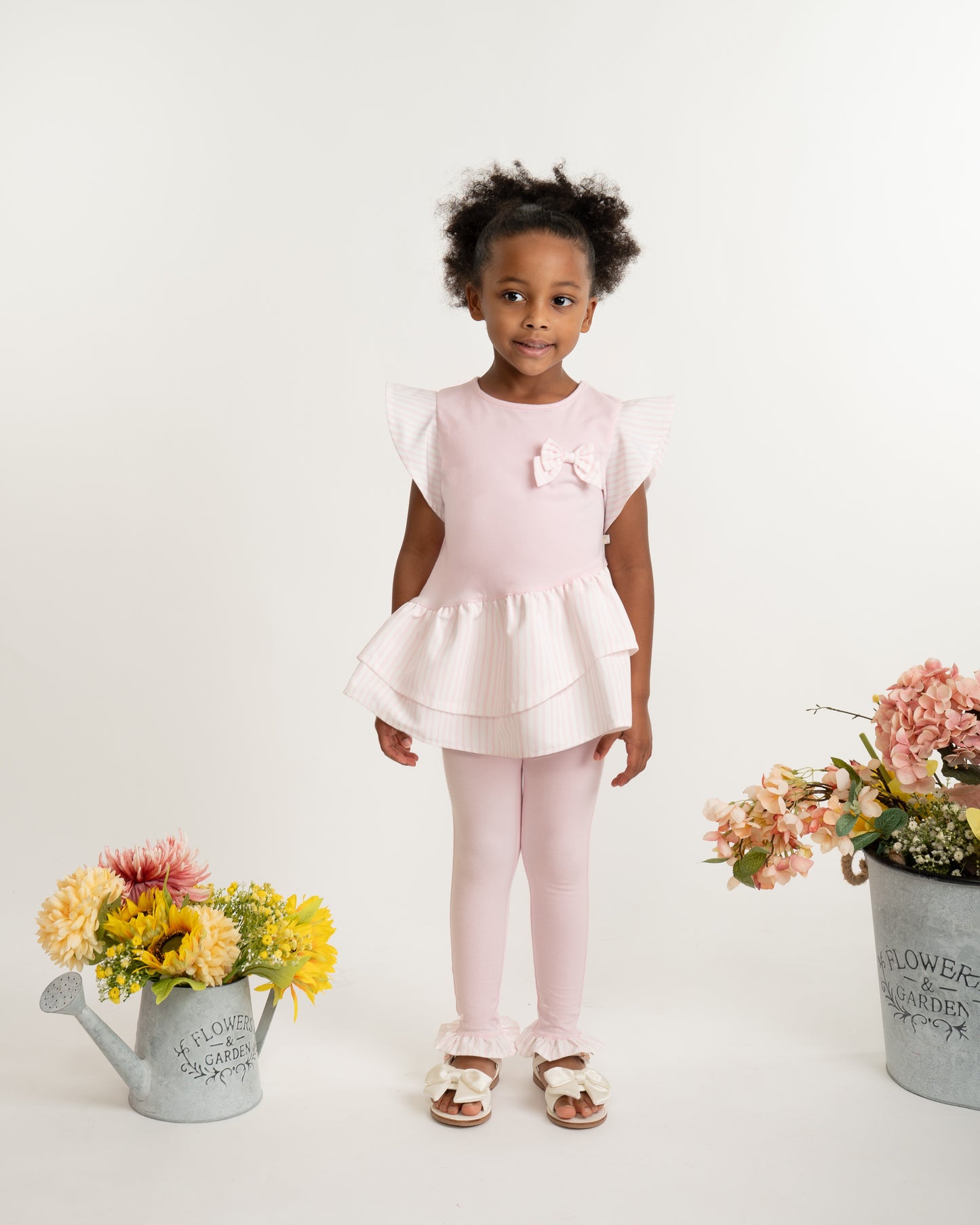 Caramelo Jersey Legging Set With Woven Ruffle