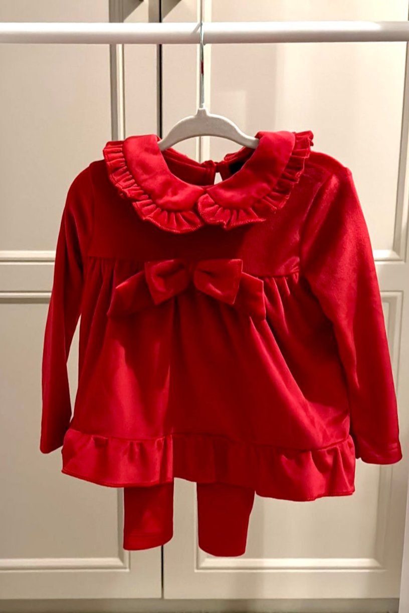 Red Velour Bow Co-Ord