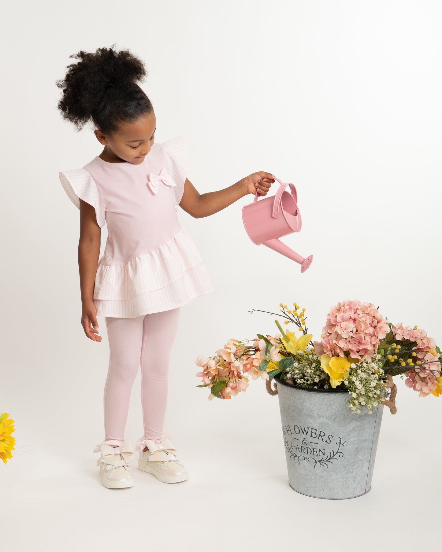 Caramelo Jersey Legging Set With Woven Ruffle