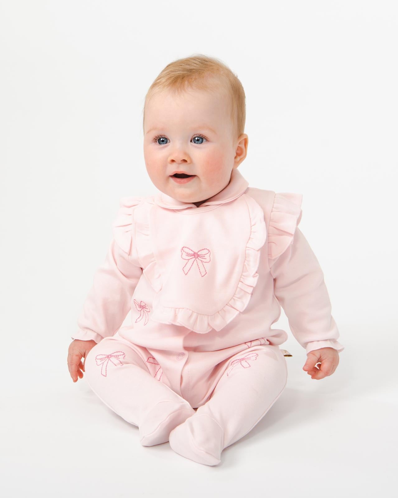 Caramelo Pink Bow Babygrow with Bib