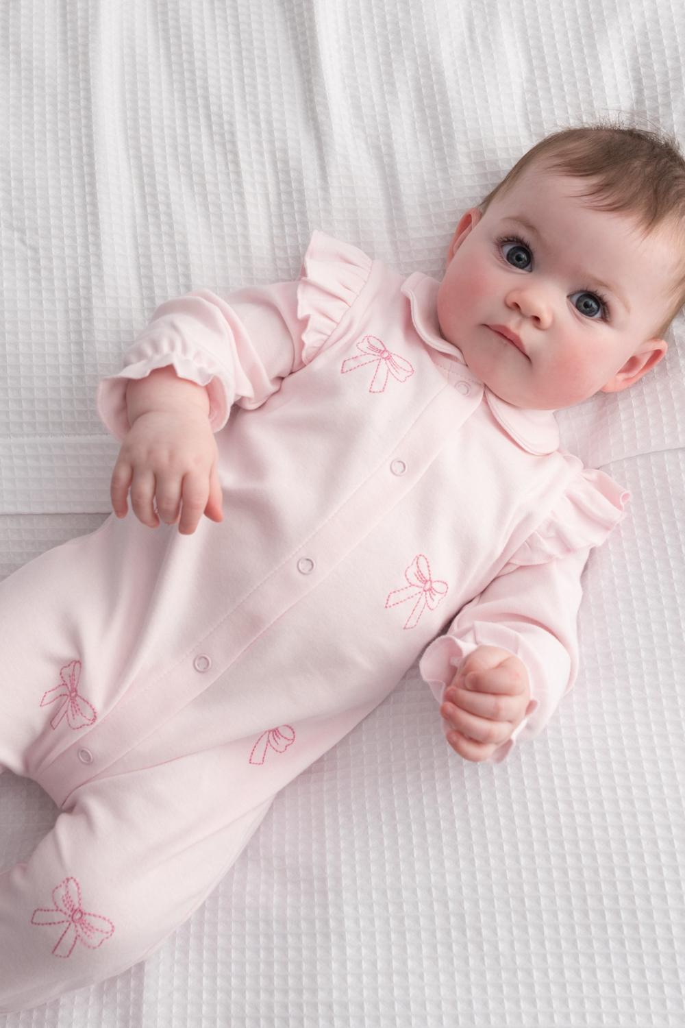 Caramelo Pink Bow Babygrow with Bib