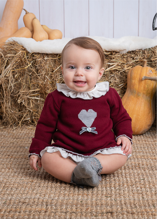 Granlei - Burgundy Knitted Heart Dress