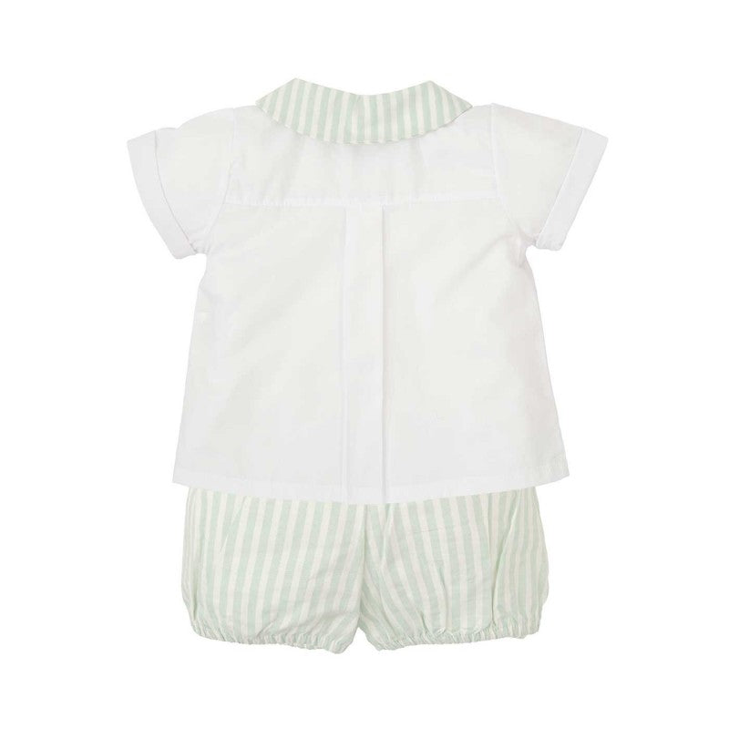 Babidu - Mint Stripe T-Shirt & Shorts Set.