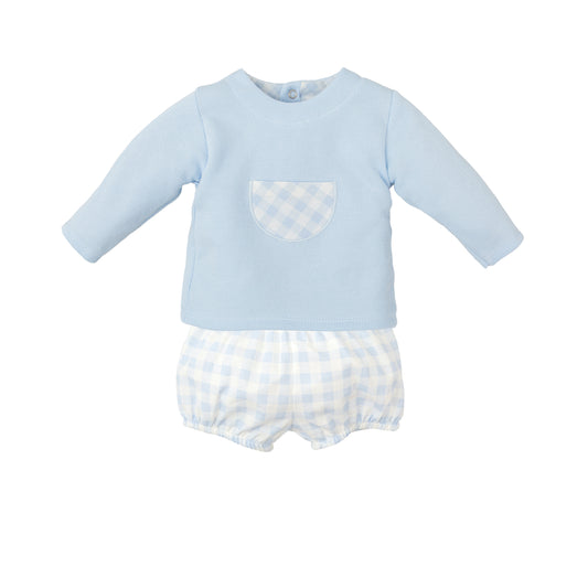 Babidu Gingham Blue Shorts Set