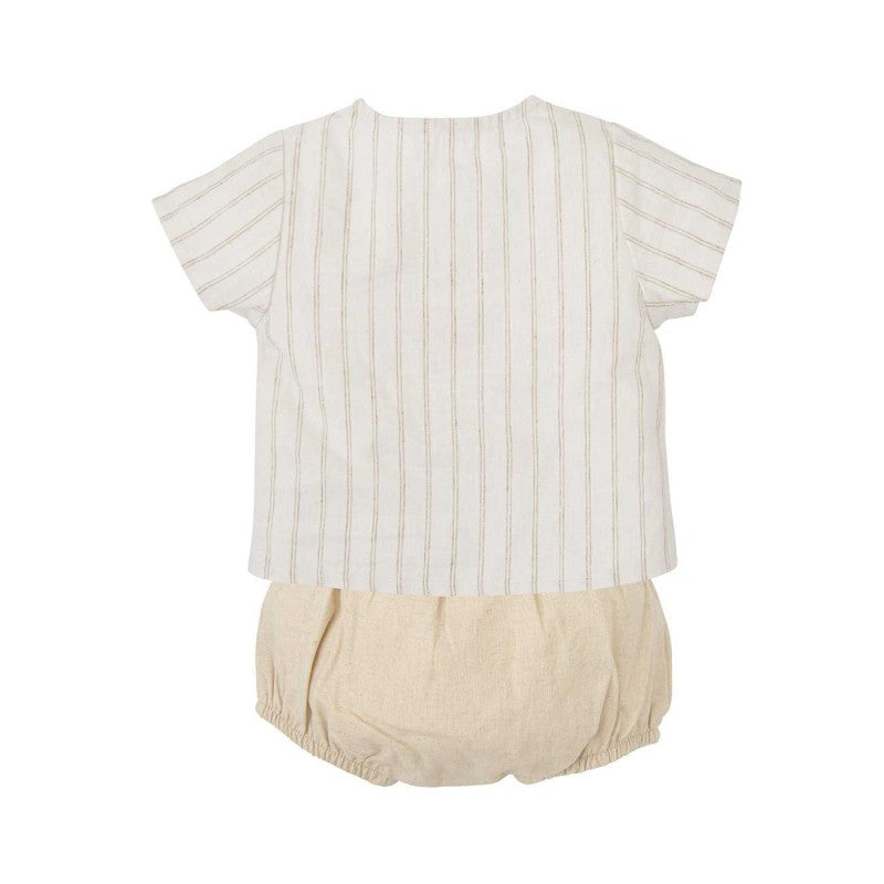 Babidu - Linen Stipe Bloomer Set