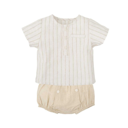 Babidu - Linen Stipe Bloomer Set