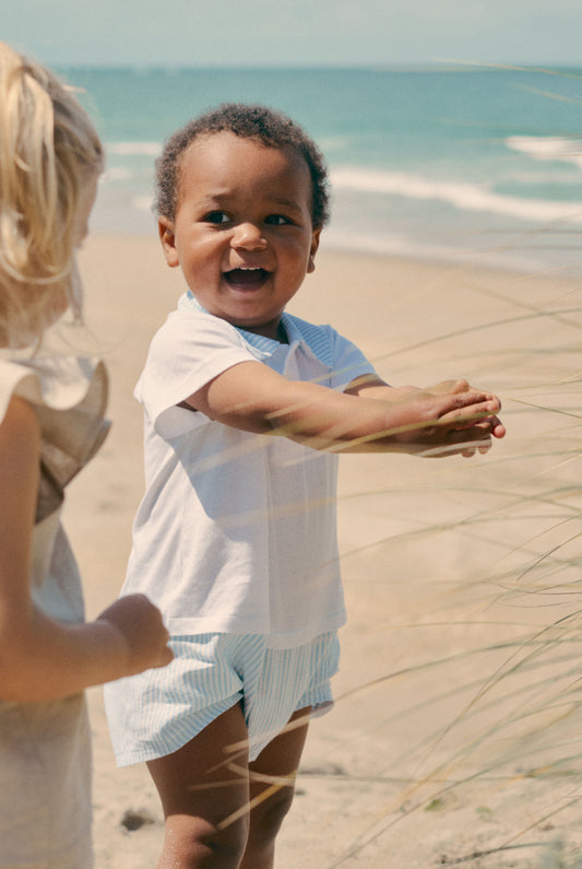 Baby Gi Blue & White Stripe Romper