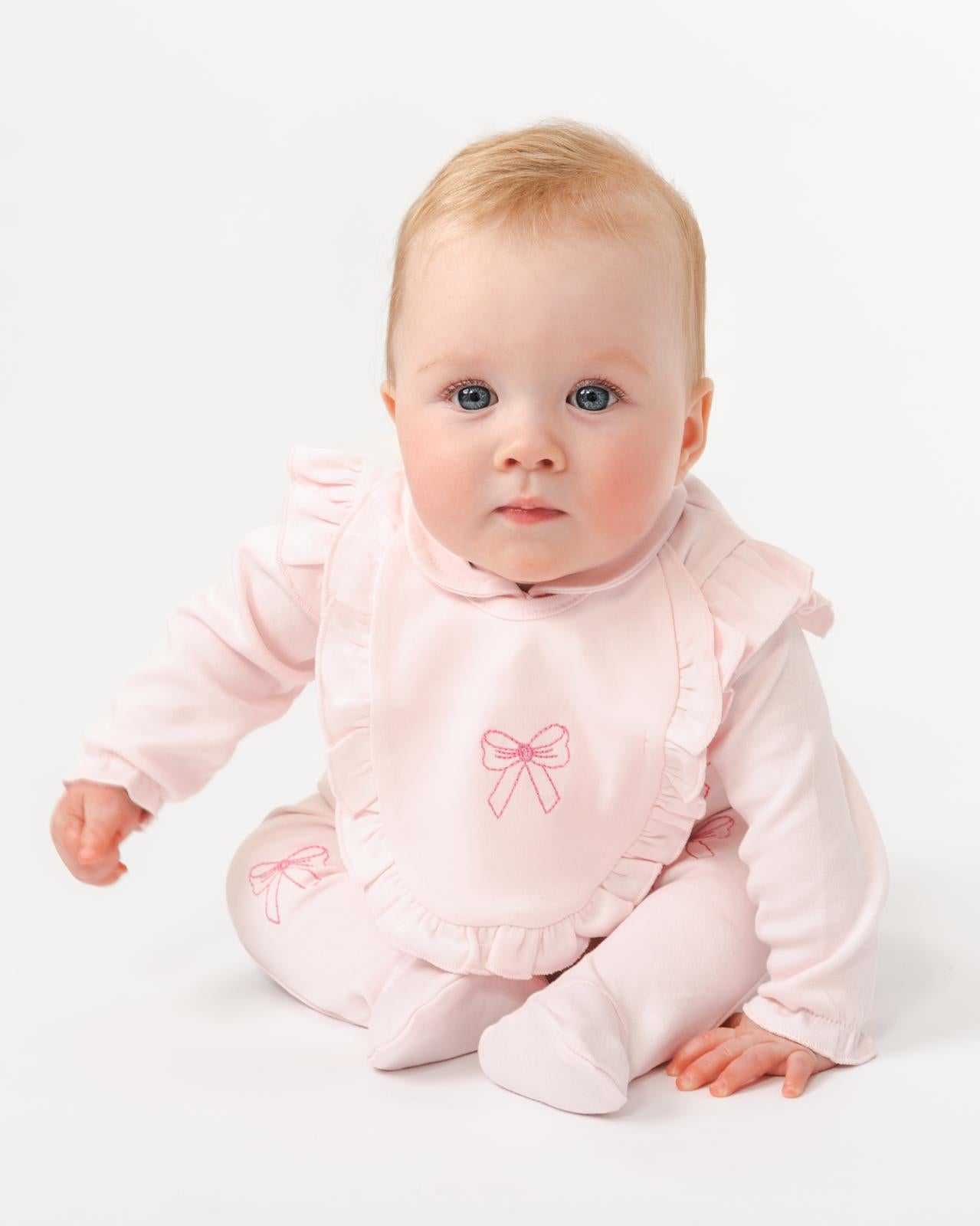 Caramelo Pink Bow Babygrow with Bib