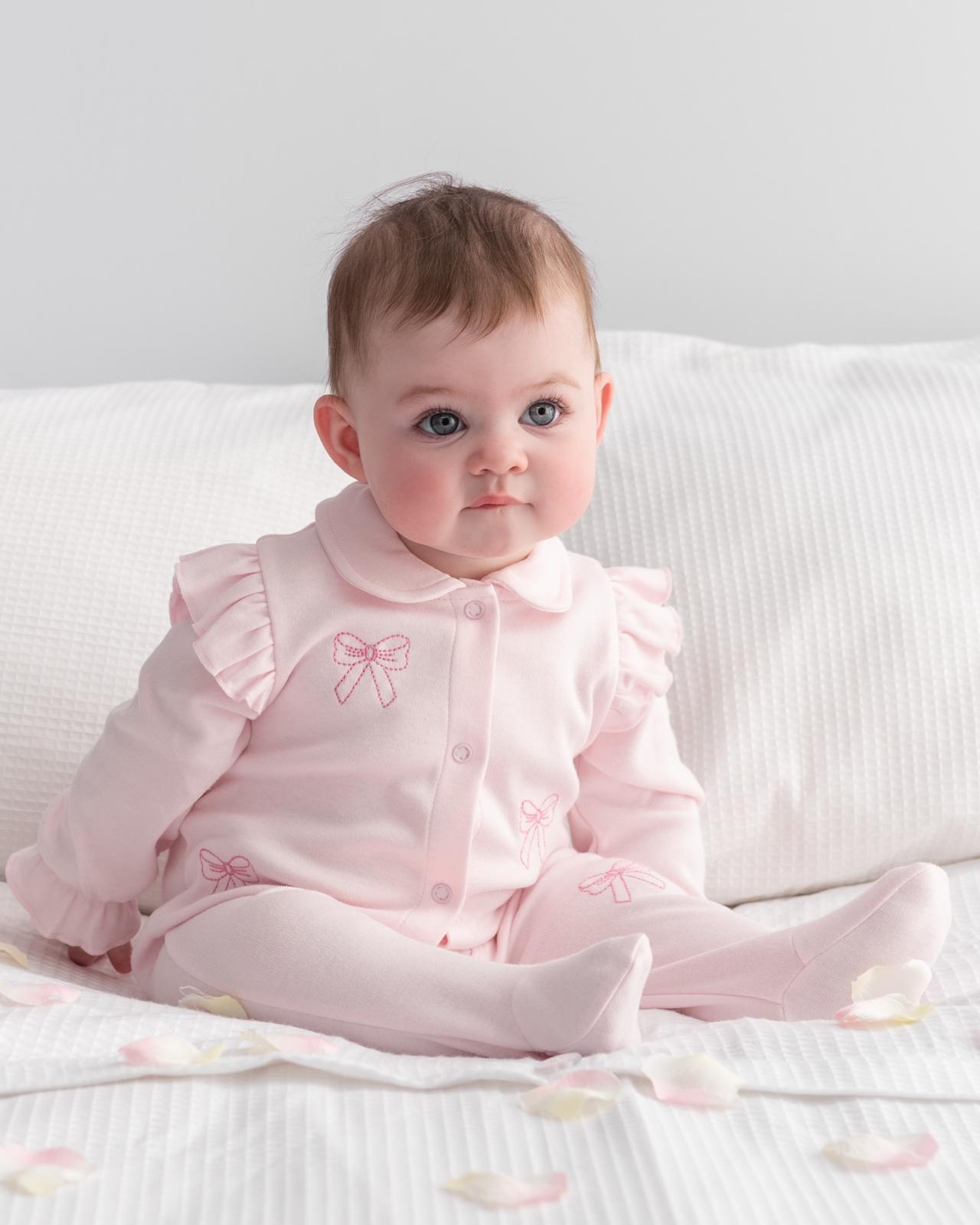 Caramelo Pink Bow Babygrow with Bib