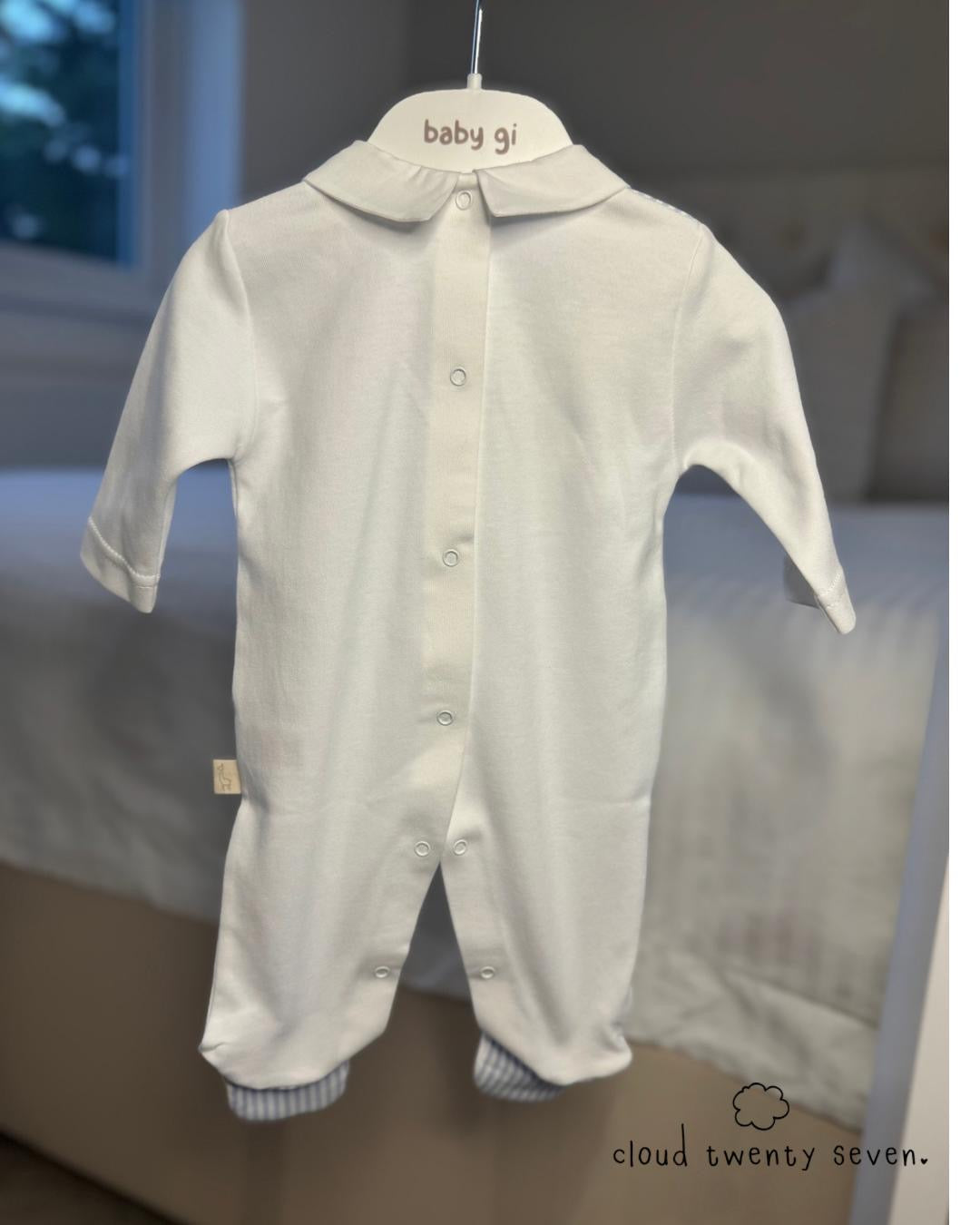 Blue & White Stripe Polo Babygrow