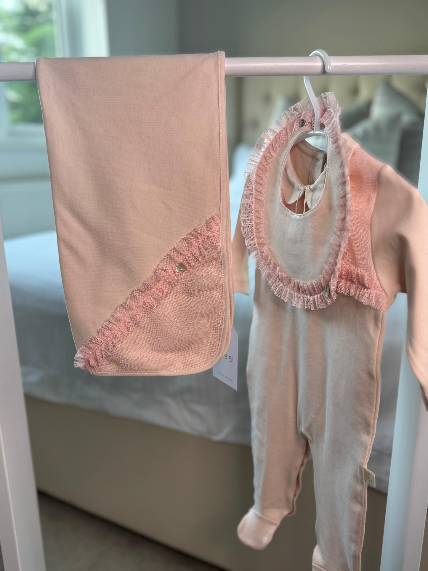 Baby Gi Peach Lace Baby Grow