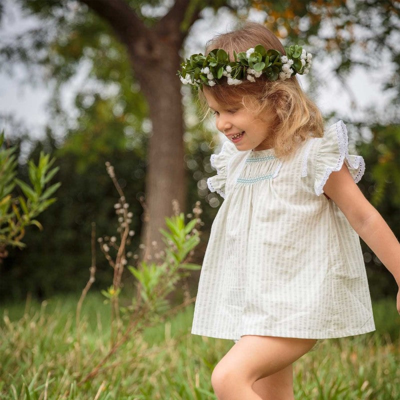 Babidu - Mint Striped Dress & Bloomers