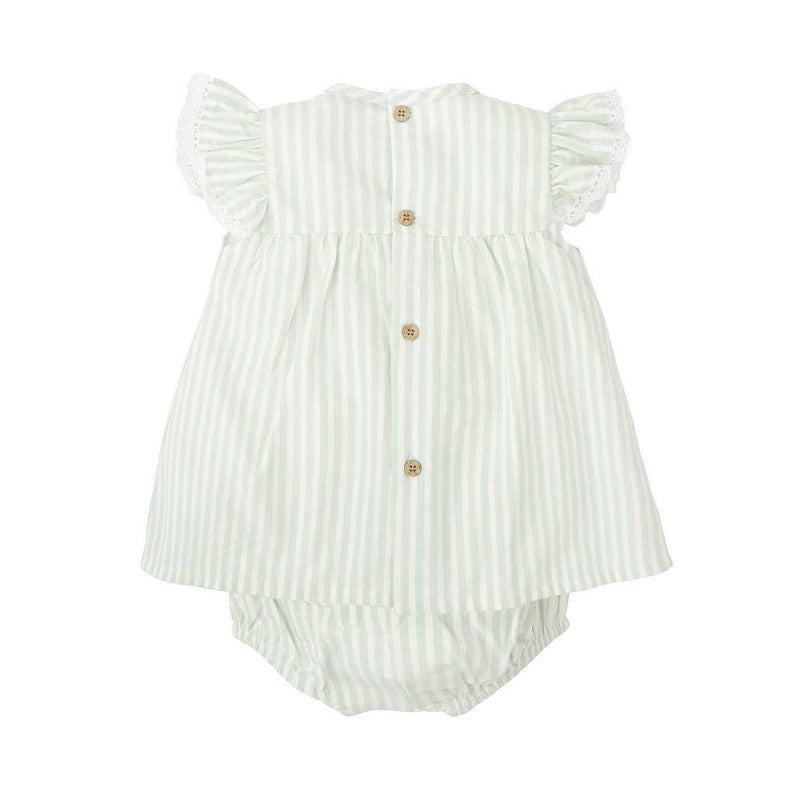 Babidu - Mint Striped Dress & Bloomers