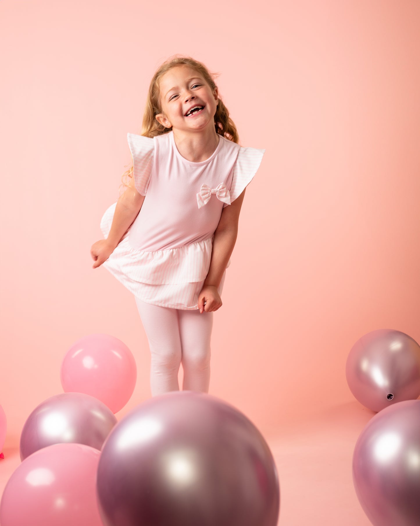 Caramelo Jersey Legging Set With Woven Ruffle