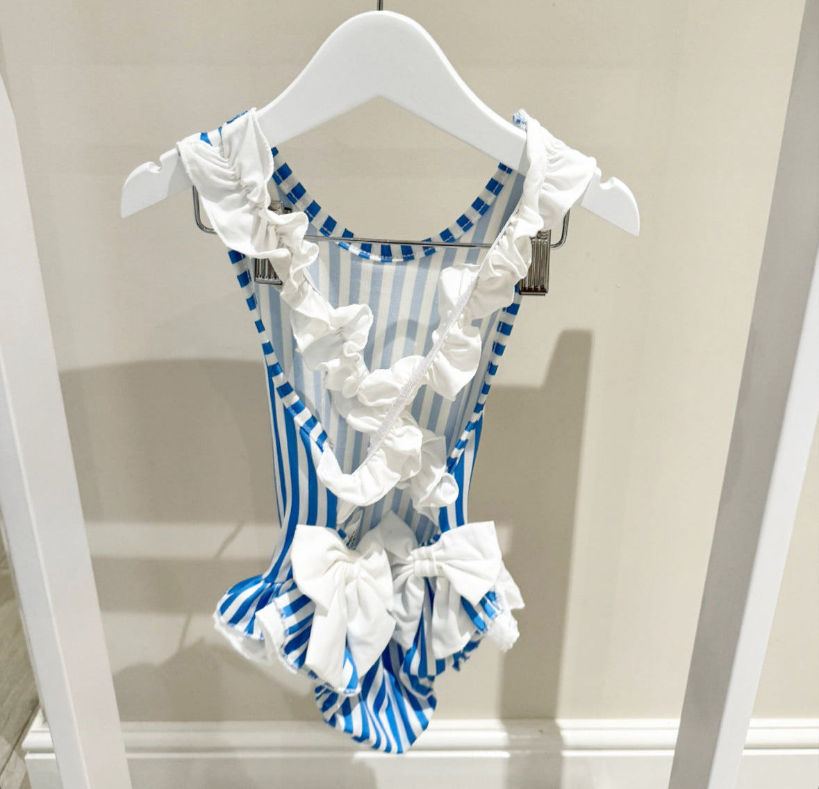 Girls Blue Stripy Swimsuit