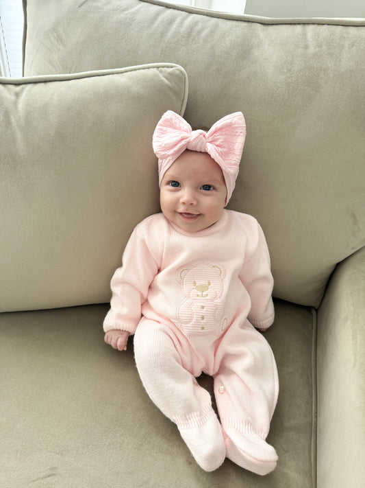 Pink Teddy Knit Onesie