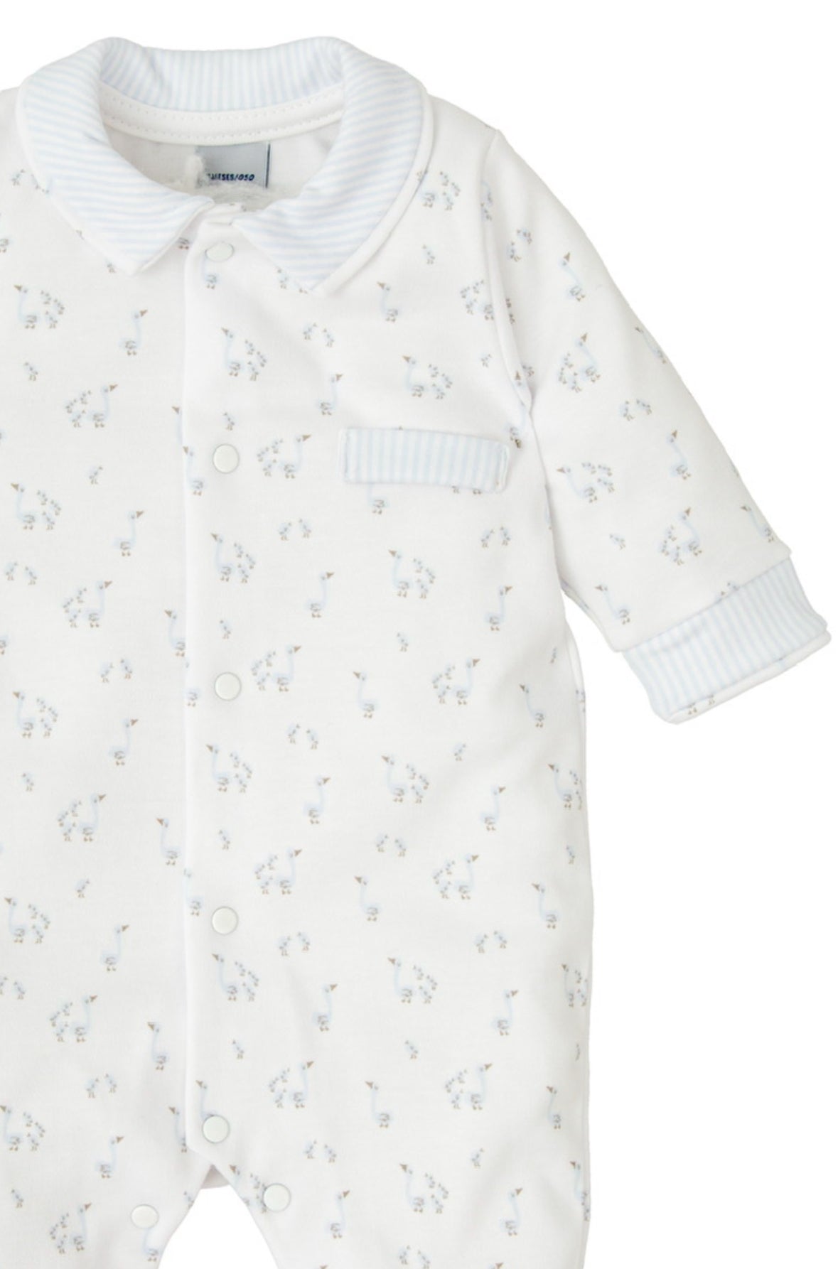 Babidu Boys Blue & White Cotton Duck Print Babygrow Pyjamas