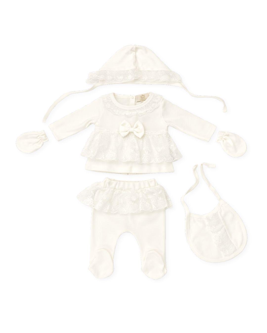 Caramelo Ivory Baby Girl 5 Piece Frill Set
