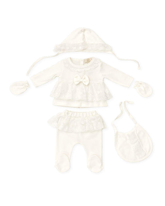 Caramelo Ivory Baby Girl 5 Piece Frill Set