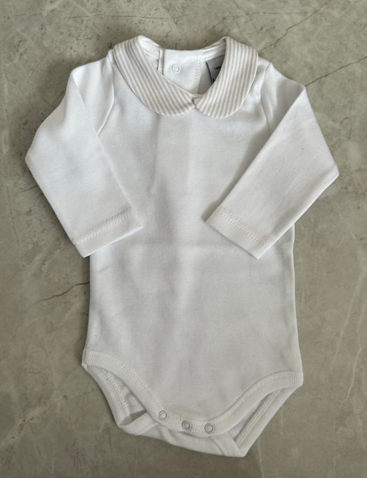 Babidu - Bodysuit with Sand Stripe Collar Detail