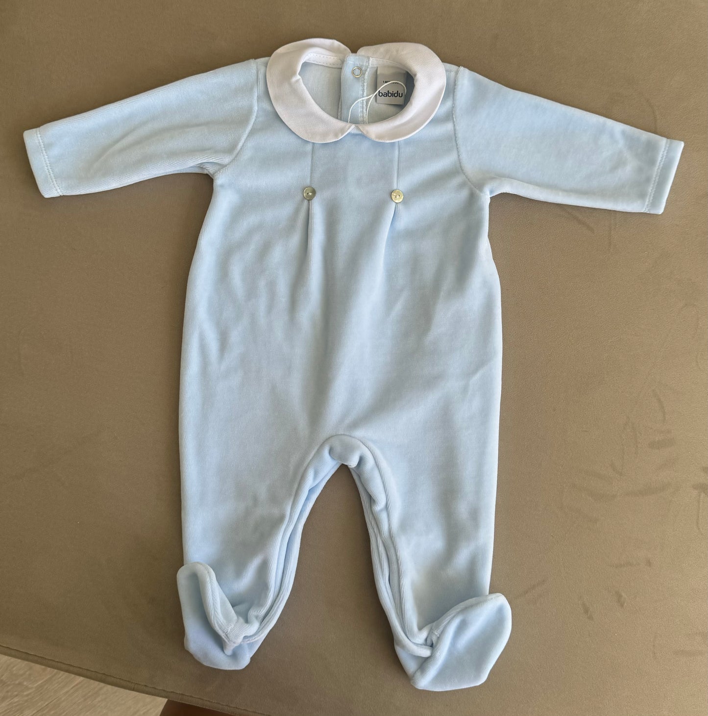 Babidu Velour Blue Babygrow