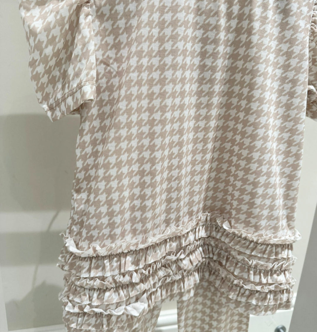 Girls Beige Dogtooth 2 Piece