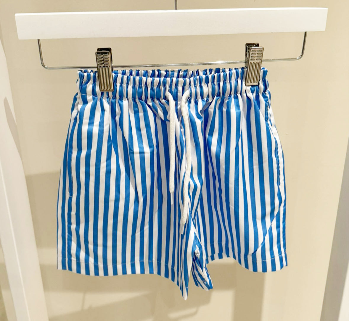 Boys Blue Stripy Swim shorts