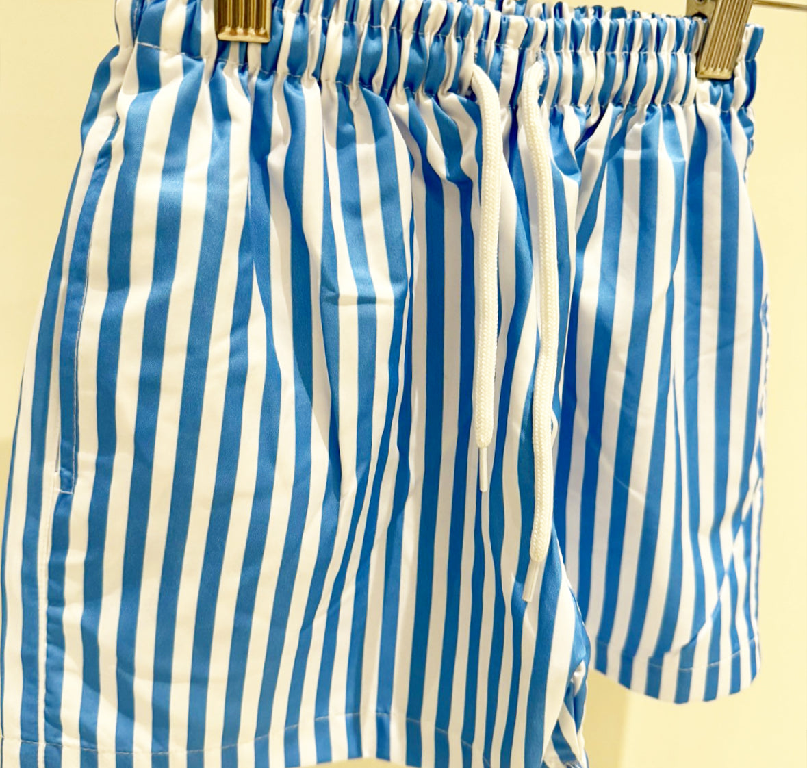 Boys Blue Stripy Swim shorts