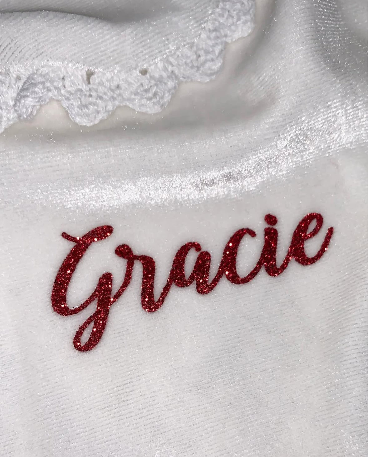 White Girls Ruffle Trim Velour Christmas Pyjamas