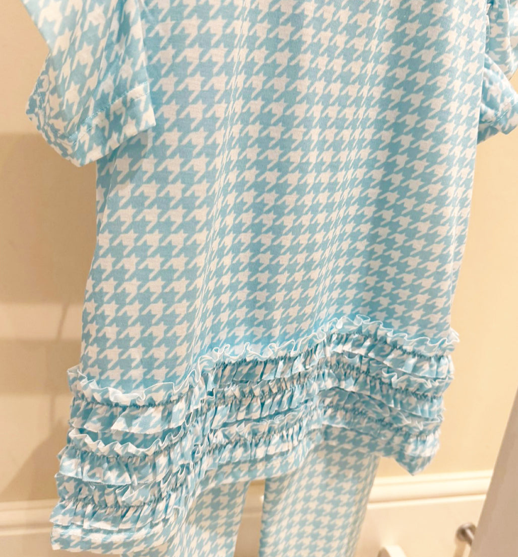 Girls Blue Dogtooth 2 Piece