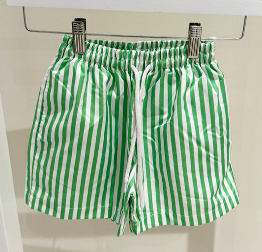 Boys Green Stripy Swim shorts