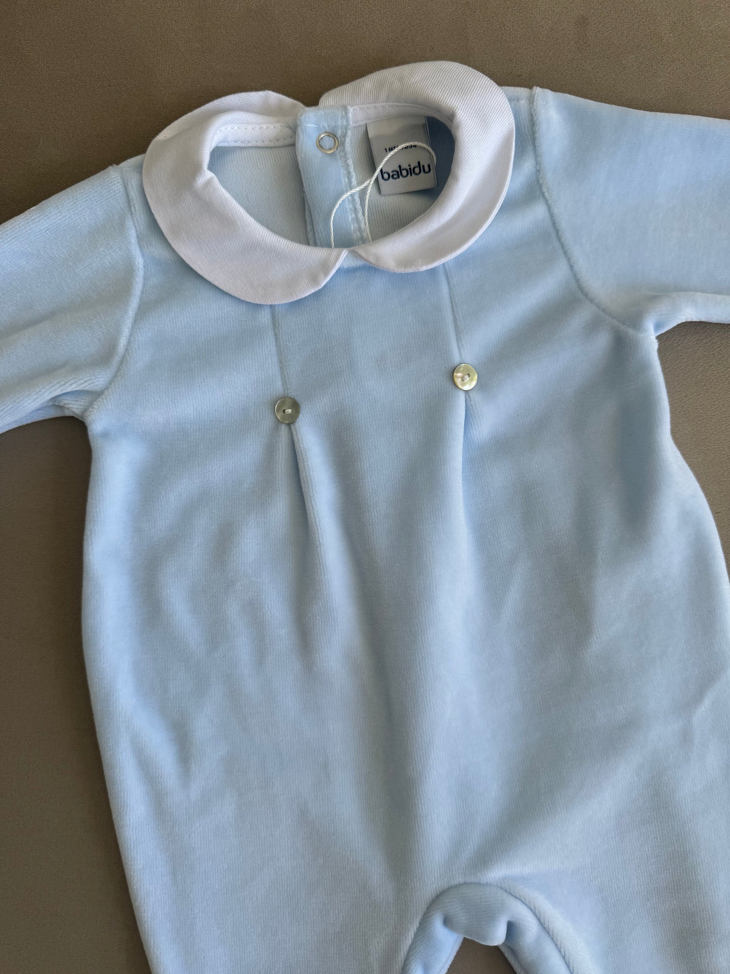 Babidu Velour Blue Babygrow