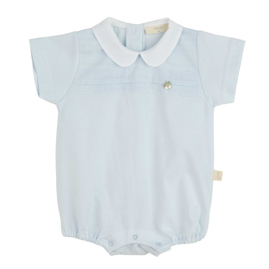 Baby Gi Boys Powder Blue Peter Pan Collar Romper