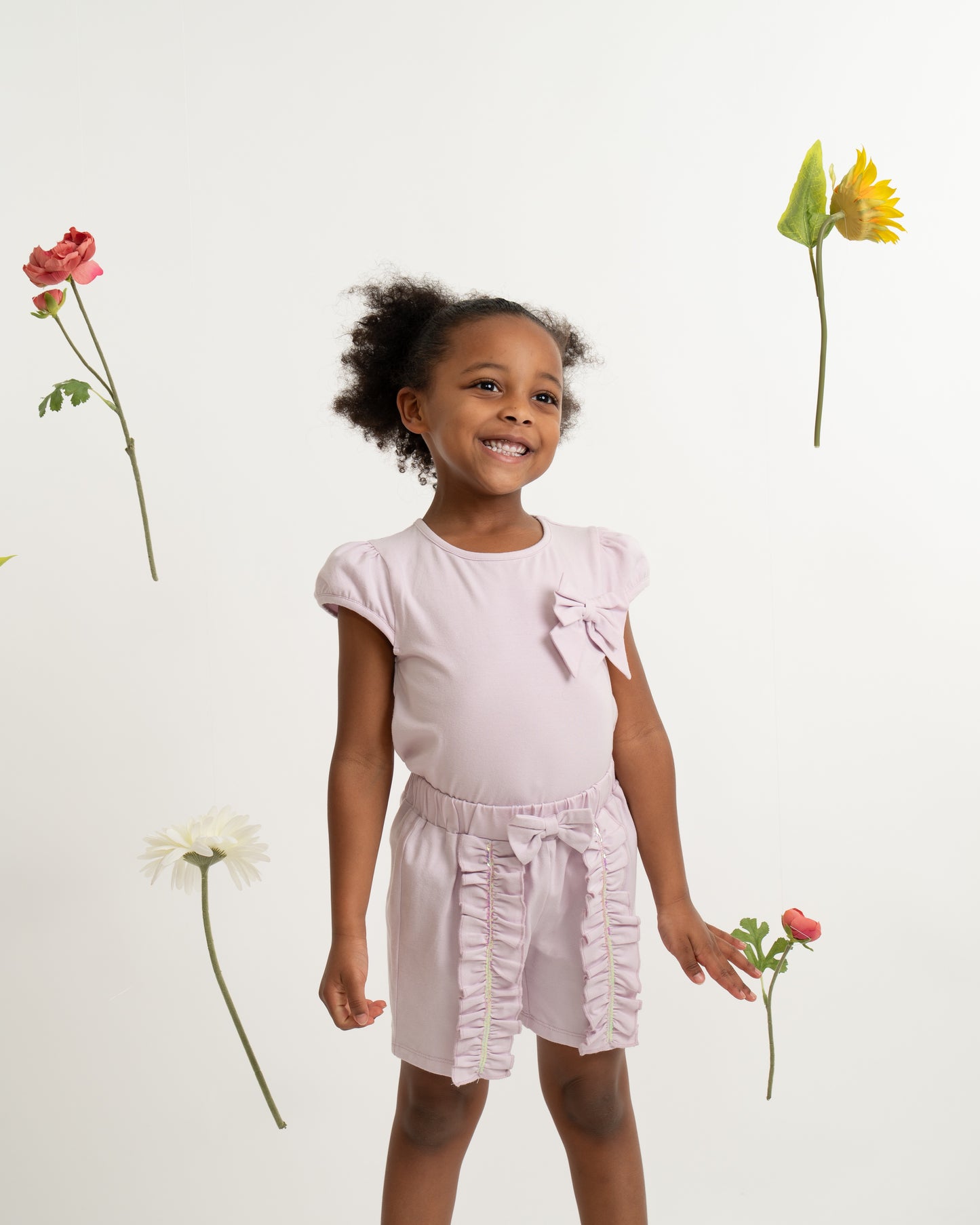 Caramelo Lilac Ruffle Jersey Short Set